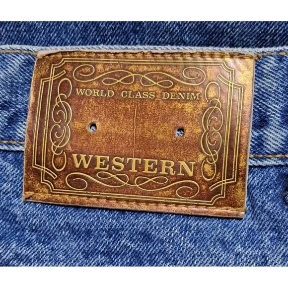 Lawman Western Womens Denim Jeans Size 15 100% Cotton High Rise Straight Leg Vin - Picture 7 of 7